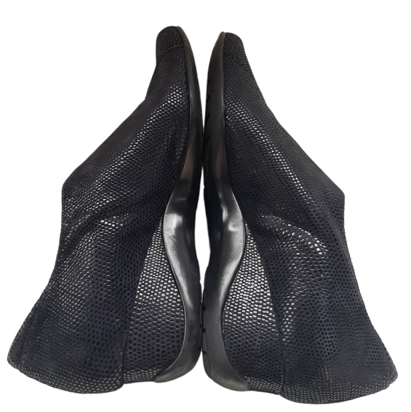 VANELI SPORT Chineka Reptile Embossed Leather Wedge Slip-ons Sz 9 Black - Picture 7 of 10